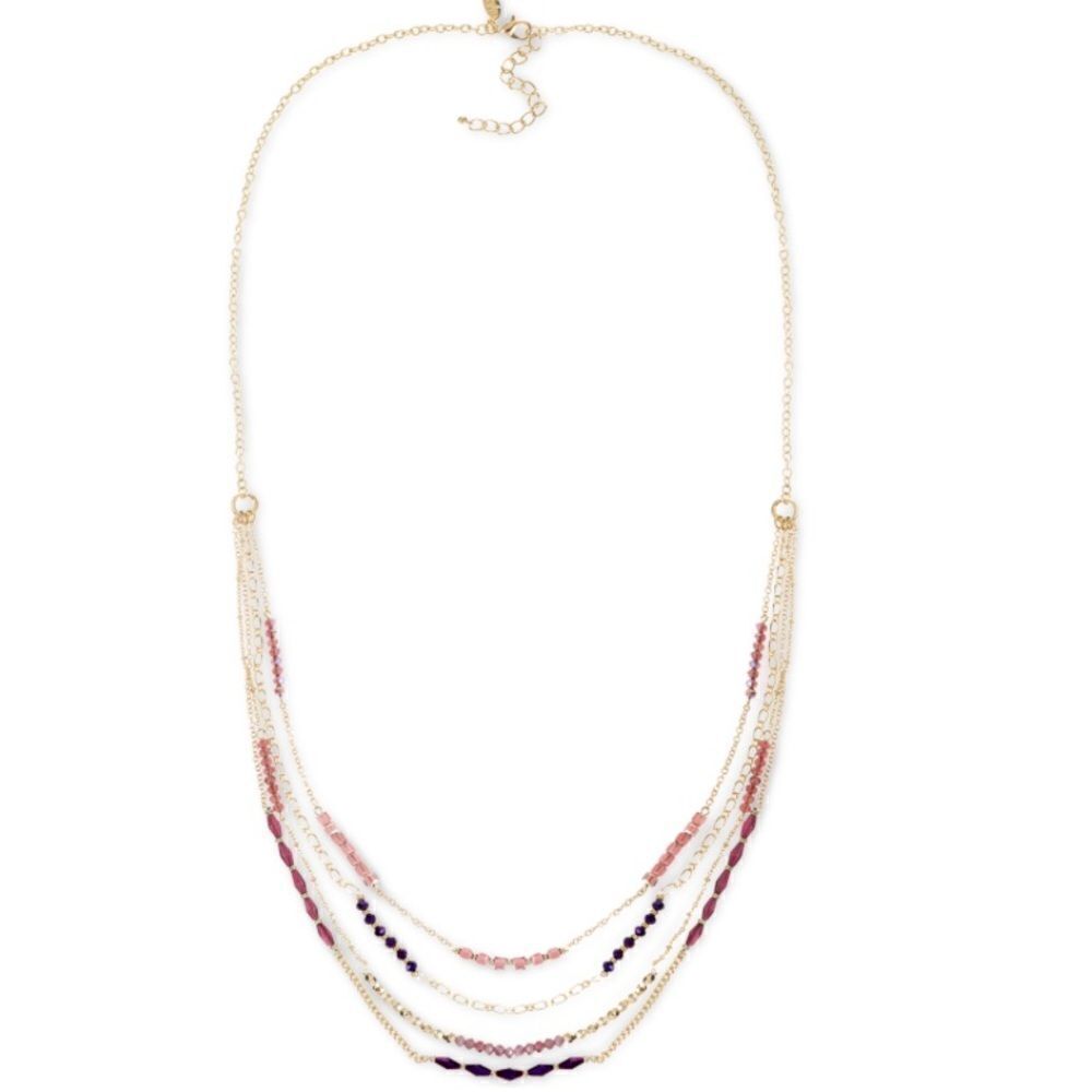 Style & Co Gold-Tone Multicolor Beaded Layered Strand Necklace, 36" + 3"Extender